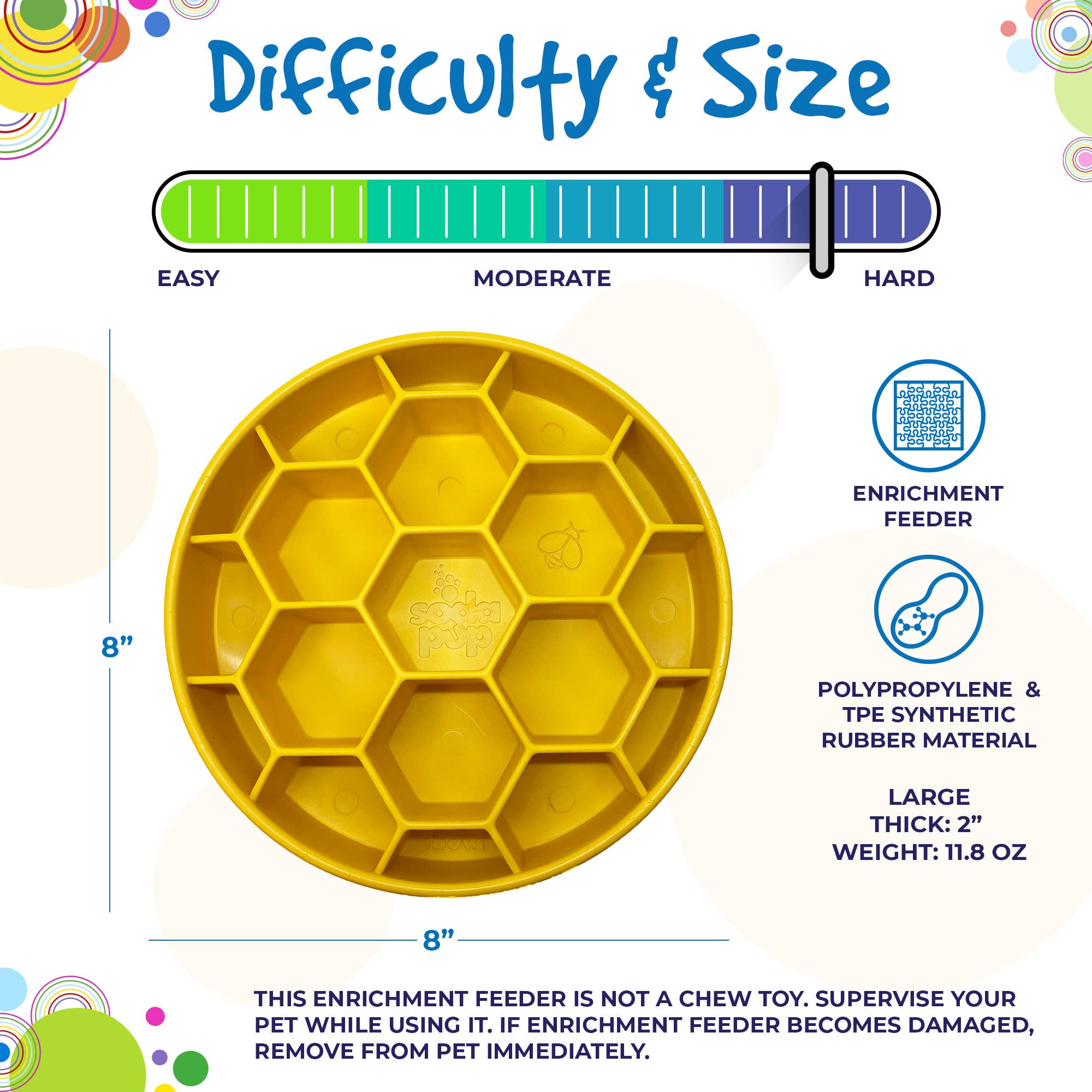 SodaPup Dog Toys - Honeycomb Design eBowl Enrichment Slow Feeder Bowl for Dogs: Blue